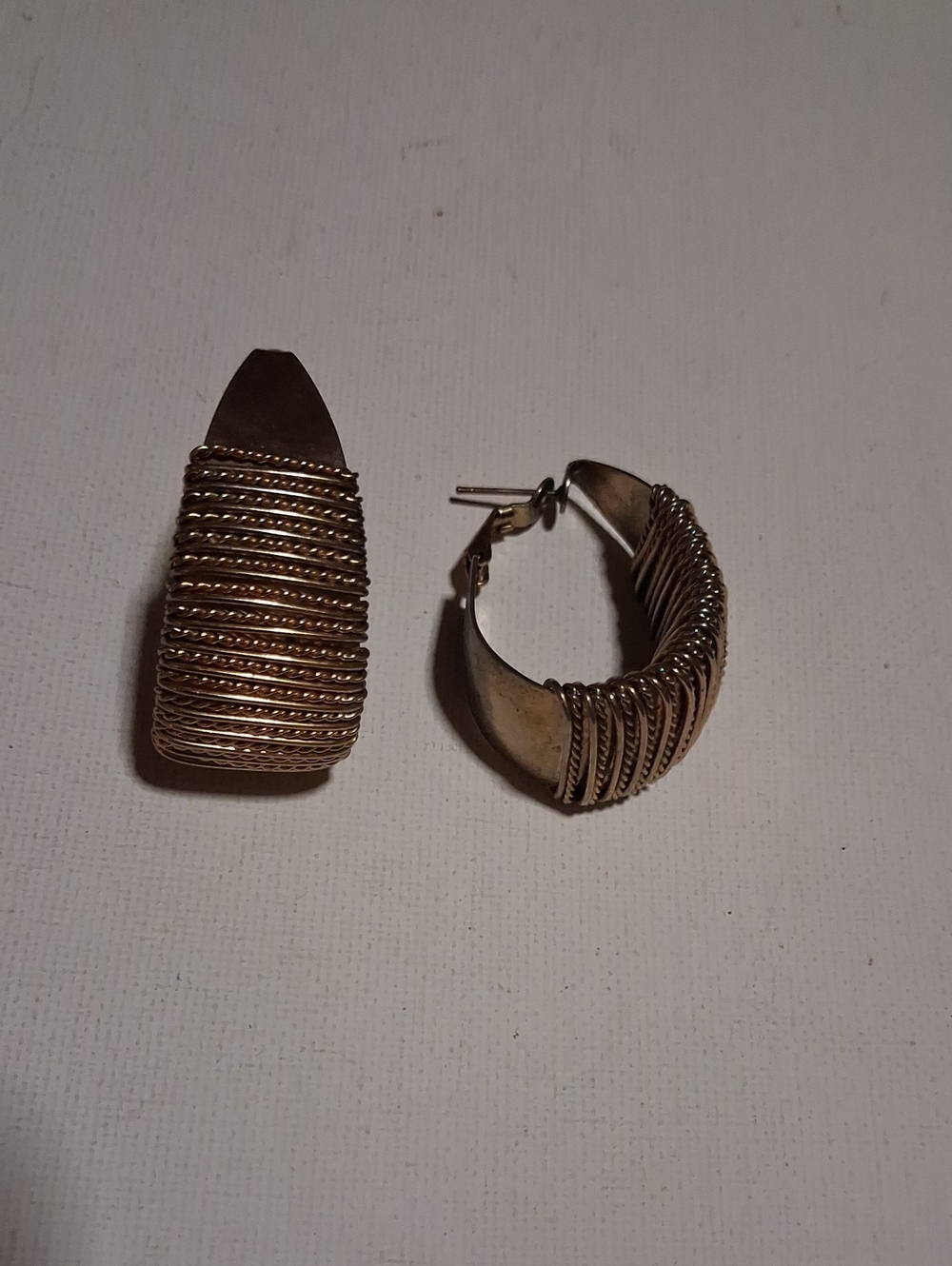 Gold Tone Wrapped Hoop Earrings